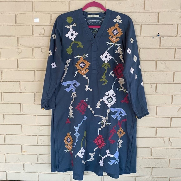 generation classic Dresses & Skirts - Generation Classic Dress Boho Festival Long Sleeve Embroidery Lightweight Sz 14